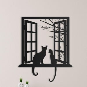 Cat Metal Wall Art, Minimalist Animal Wall Decor, Modern Metal Wall Sculpture, Home & Office Decor
