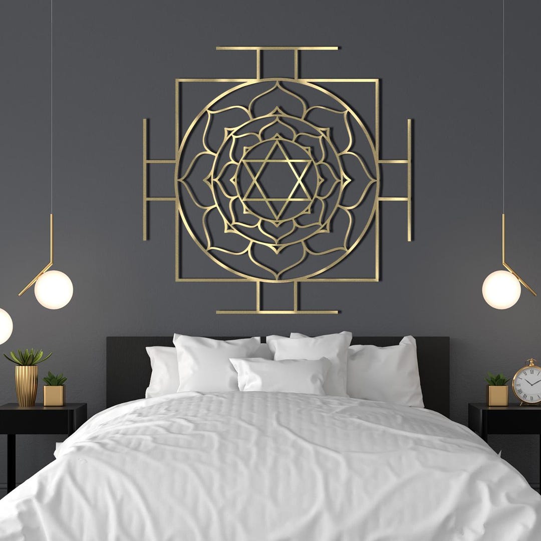 Sri Yantra Metal Wall Art, Sacred Geometry Wall Decor, Modern Spiritual ...