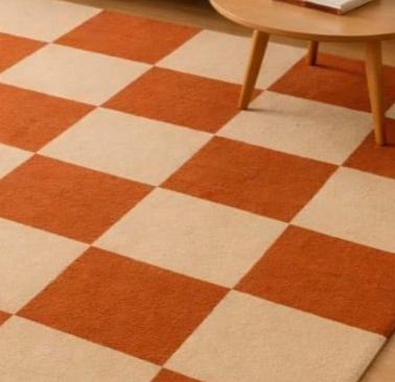 Handmade Tufted Checkered Area Rug, Modern Checkerboard Carpet Custom ...
