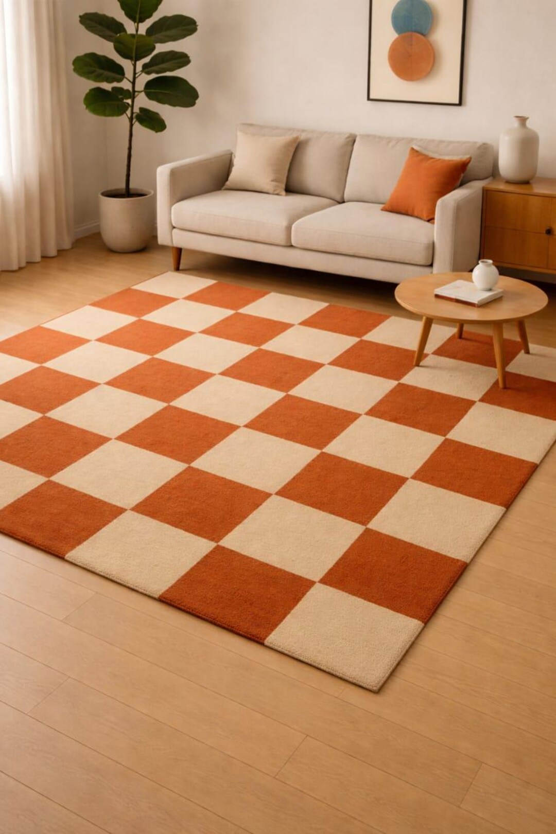 Handmade Tufted Checkered Area Rug, Modern Checkerboard Carpet Custom ...