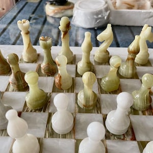 Handmade Onyx Marble Chess Set: Luxury Stone Pieces & Board