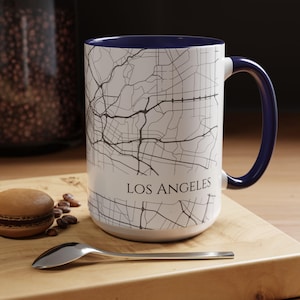 Accent Coffee Mug with Personalized City Map 11oz 15oz Adventure Gift