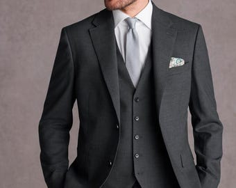 Men Charcoal Grey 3 Piece Suit | Wedding Groom Business Formal Suits for Men