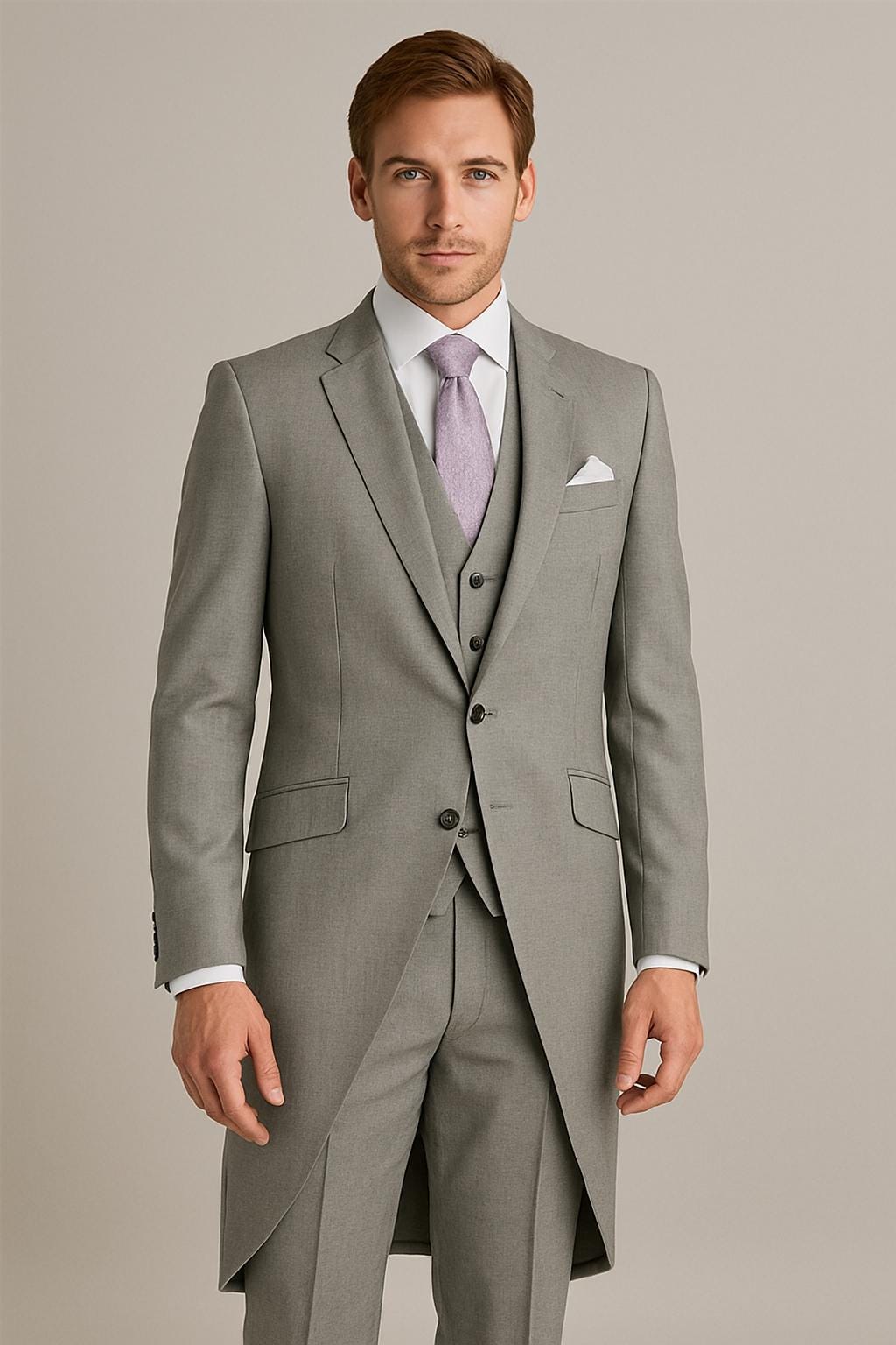 grey morning dress Mens Light Tailcoat Suit: 3-piece Wedding Groom Attire Fuchsia Homecoming Dresses