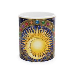 Cosmic Sun and Moon Mug: Celestial Coffee Cup, Boho Kitchen Decor
