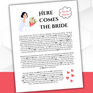 Here Comes the Bride Pass the Present | Left Right Game Pass the Parcel Bridal Shower Hen Party Game