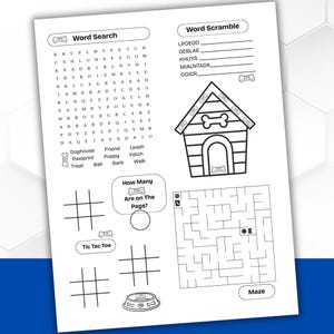 Kids Dogs and Puppies Theme Activity and Coloring Sheet Digital Download