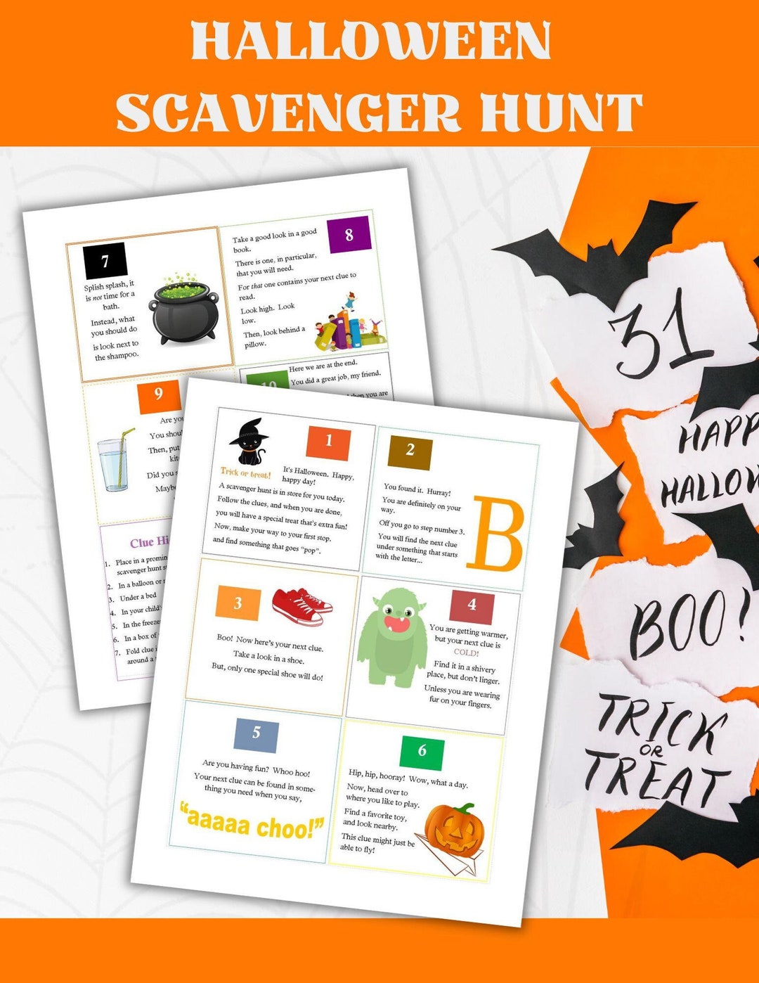 Halloween Scavenger Hunt for Kids Halloween Party Game Printable - Etsy