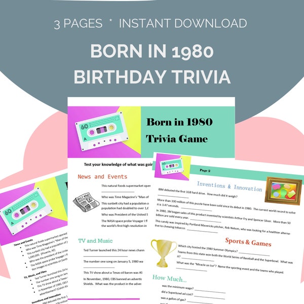 Born in 1980 Birthday Trivia Game