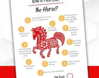 Who is Most Like the Horse? | Lunar New Year Party Game | 2026 Year of the Horse Printable Activity
