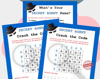 Secret Agent Party Game Bundle, Crack the Code, Spy Name Generator