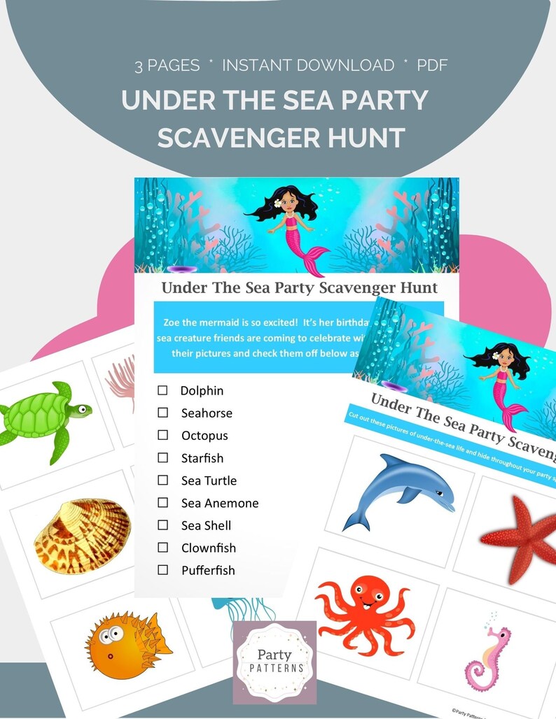 Under the Sea Scavenger Hunt Kids Mermaid Party Digital Game - Etsy