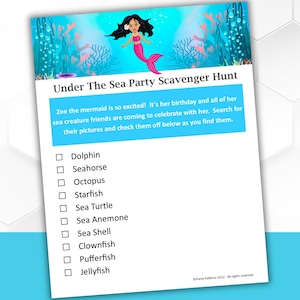 Under the Sea Scavenger Hunt | Kids Mermaid Party
