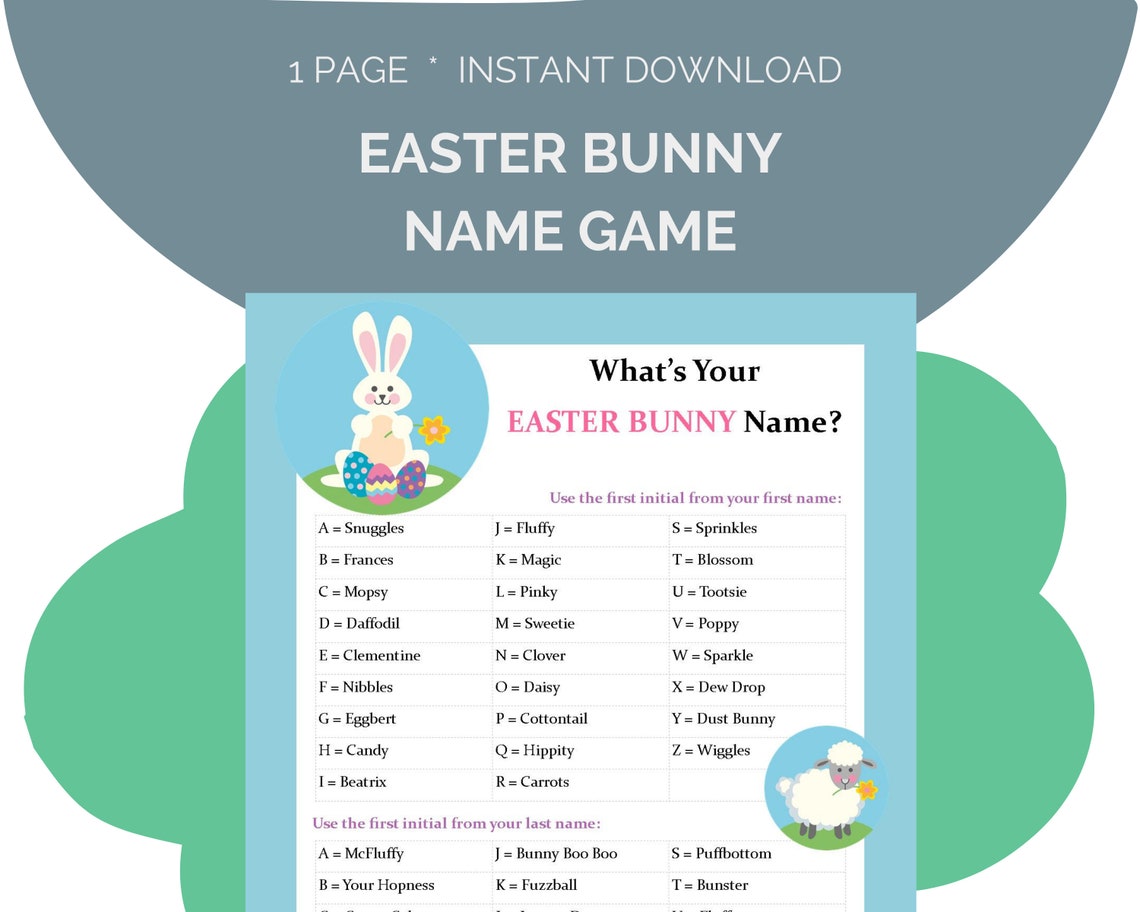 Easter Bunny Name Game What's Your Easter Bunny Name Etsy