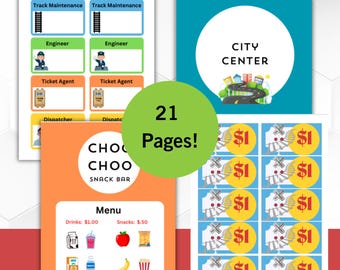 Train Theme Party and Dramatic Play Printables for Kids