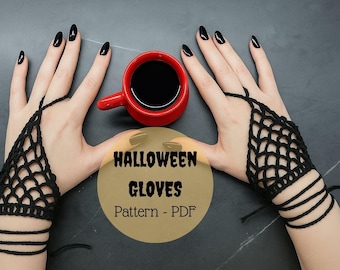 Crochet Spider Web Fingerless Glove Pattern: Gothic Halloween Accessory (PDF Pattern)