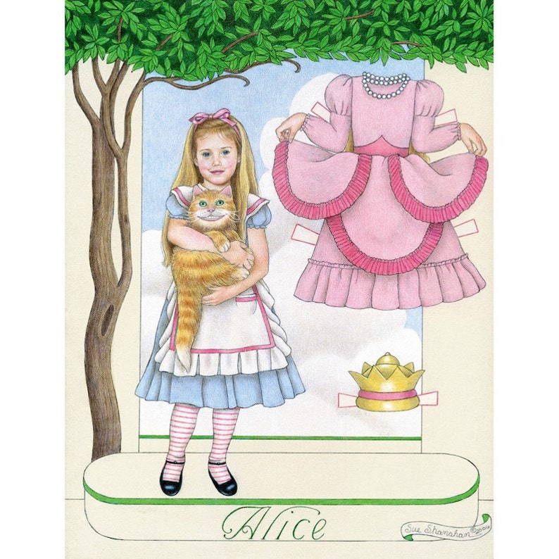 Alice In Wonderland Paper Doll 8x10 Print image 1