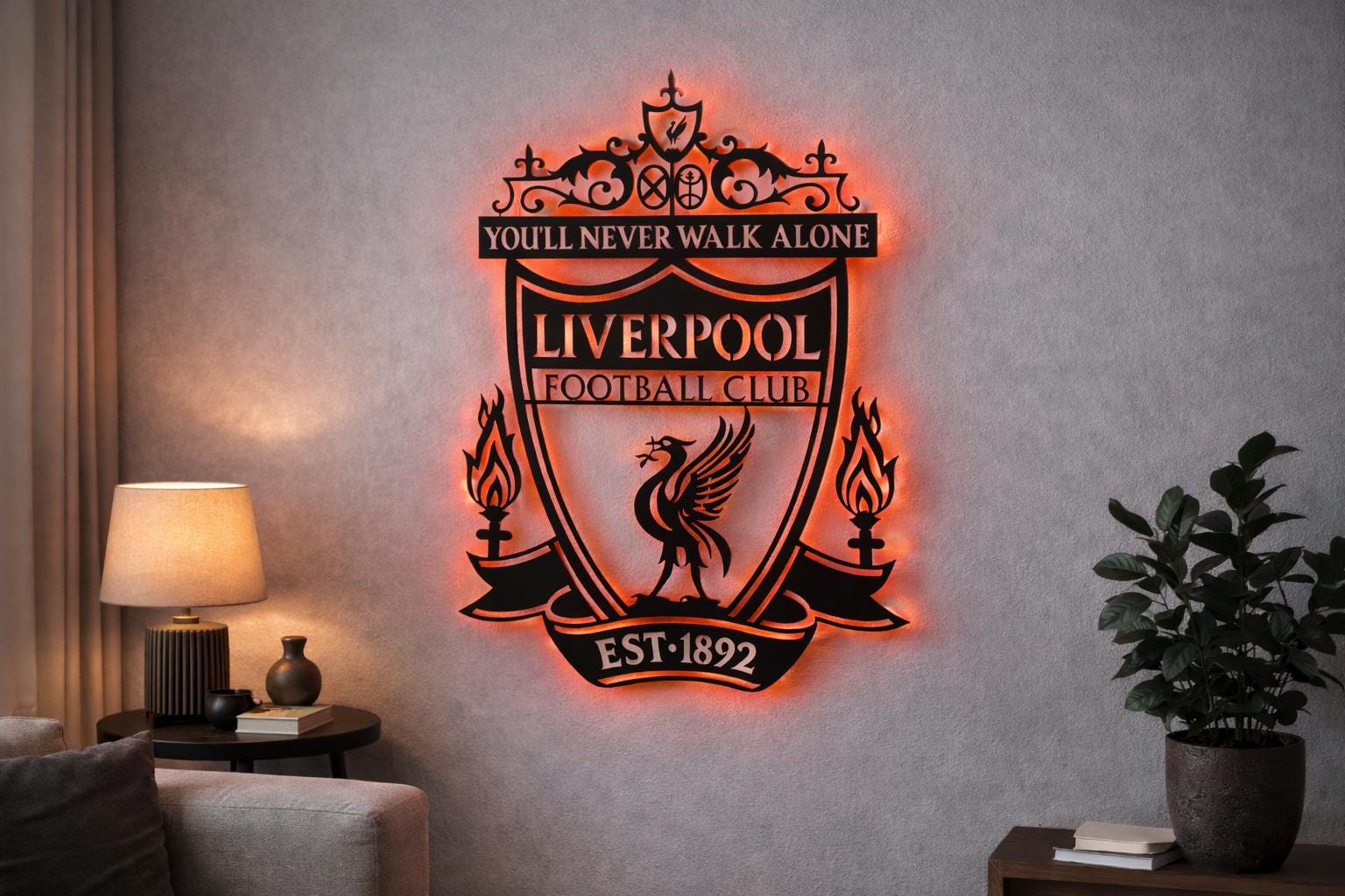 Liverpool FC Metal Wall Art – LED Football Fan Decor, Modern Man Cave ...