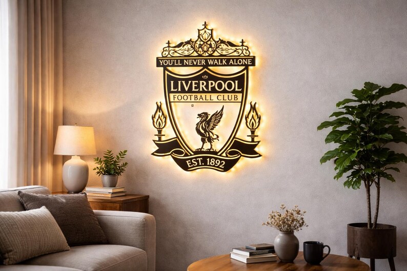 Liverpool FC Metal Wall Art – LED Football Fan Decor, Modern Man Cave ...