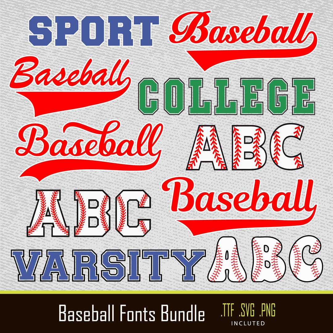 Baseball Bundle Fonts Baseball Font With Tails Baseball Team Font Sport ...