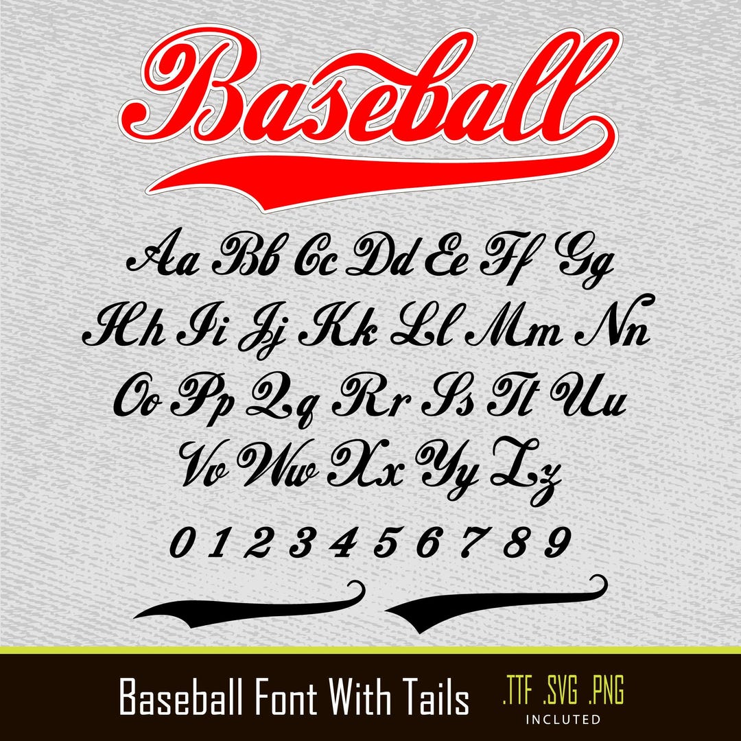 Baseball Font Baseball Font With Tails Baseball Script Font Baseball ...