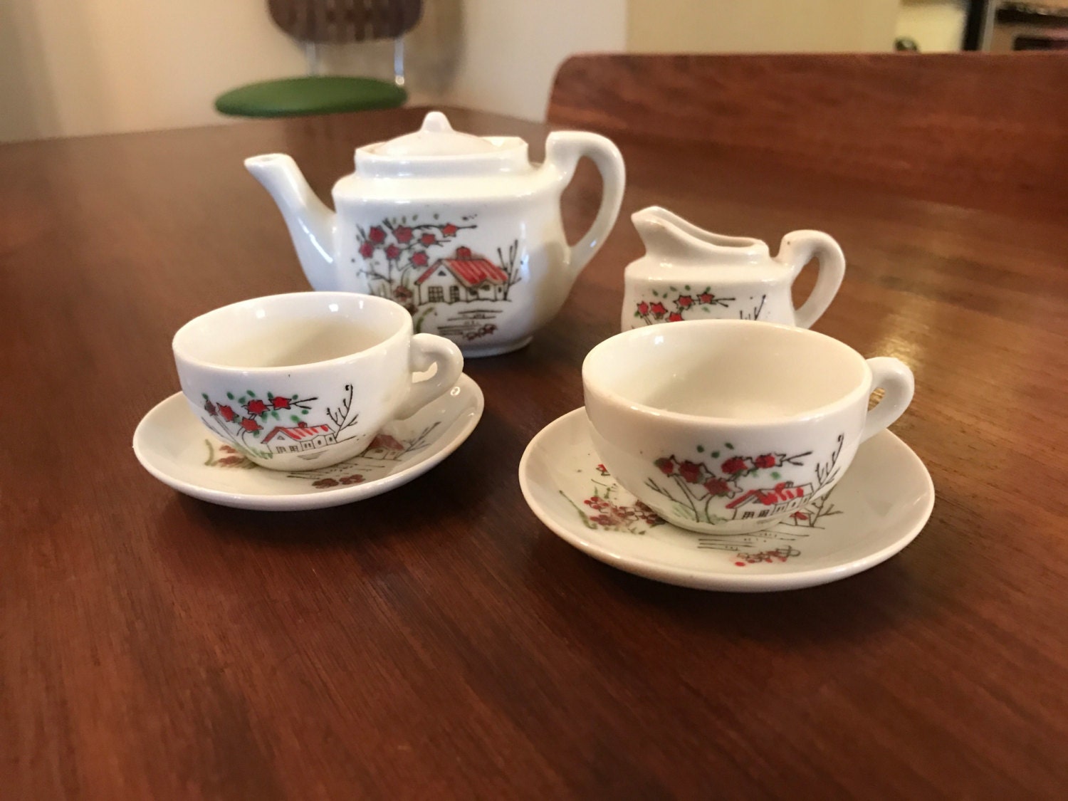Vintage Childs Tea Set Porcelain Ceramic Very Old Hand Painted Etsy