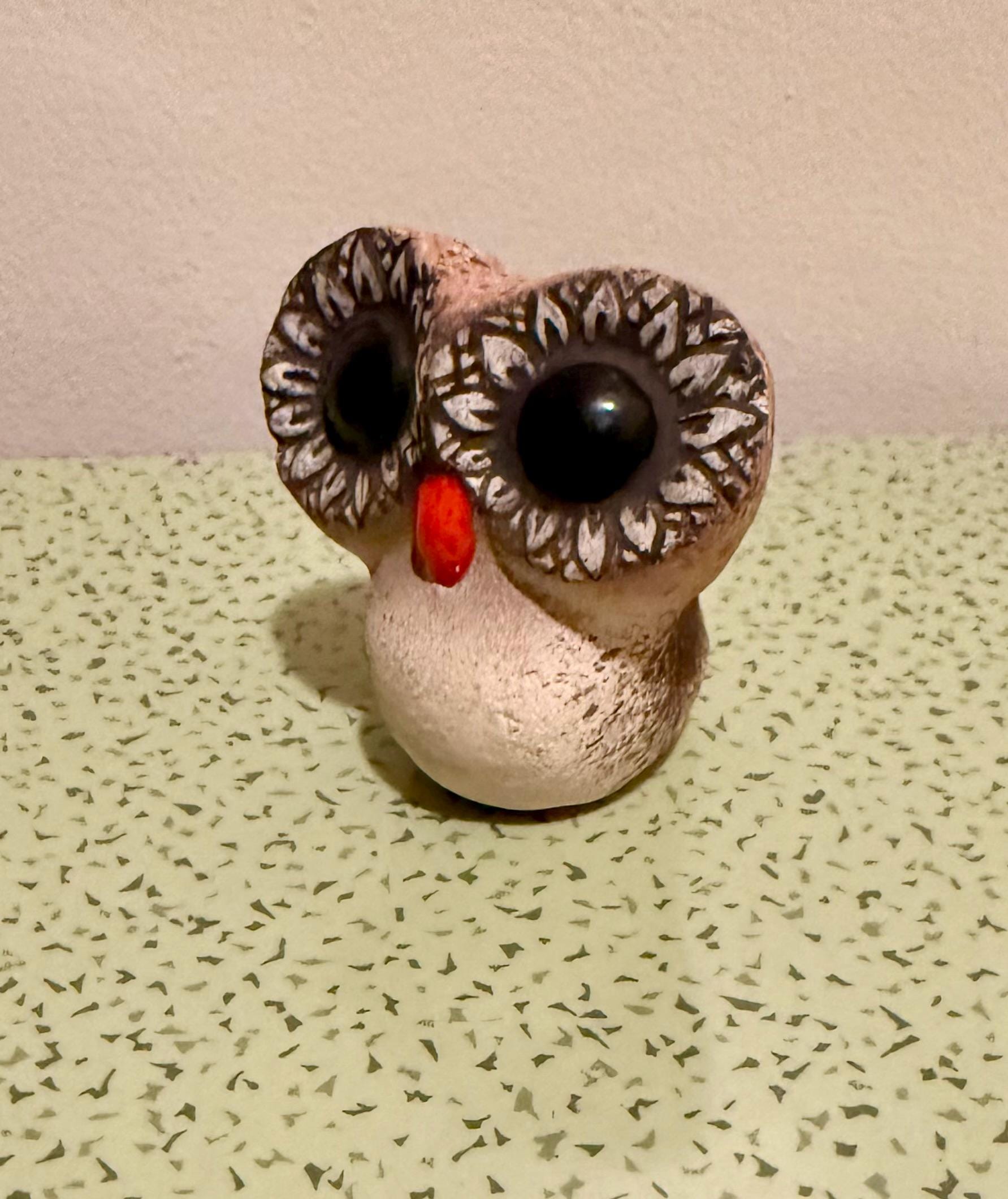 RARE Vintage Dane Burr Ceramic Stone Owl Sculpture Figurine Signed 1970s