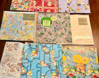 HUGE LOT Vintage Wrapping Paper Hallmark American Greetings All Occasions 1960s 1970s