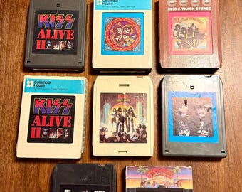 HUGE Vintage Lot of 11 KISS 8-Track Tapes 1970s Music Rock Collectible