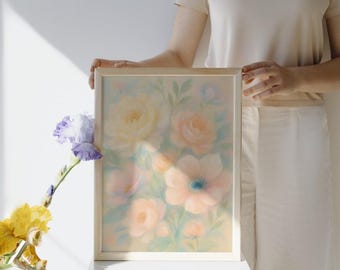 Pastel Floral Watercolor Art Print | Gentle Bouquet Poster | Digital Download | Romantic Wall Art | Soft Blossom Print