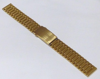 18mm Golden Plated Wrist Watch Bracelet Strap Fits For Rado Diastar Watch