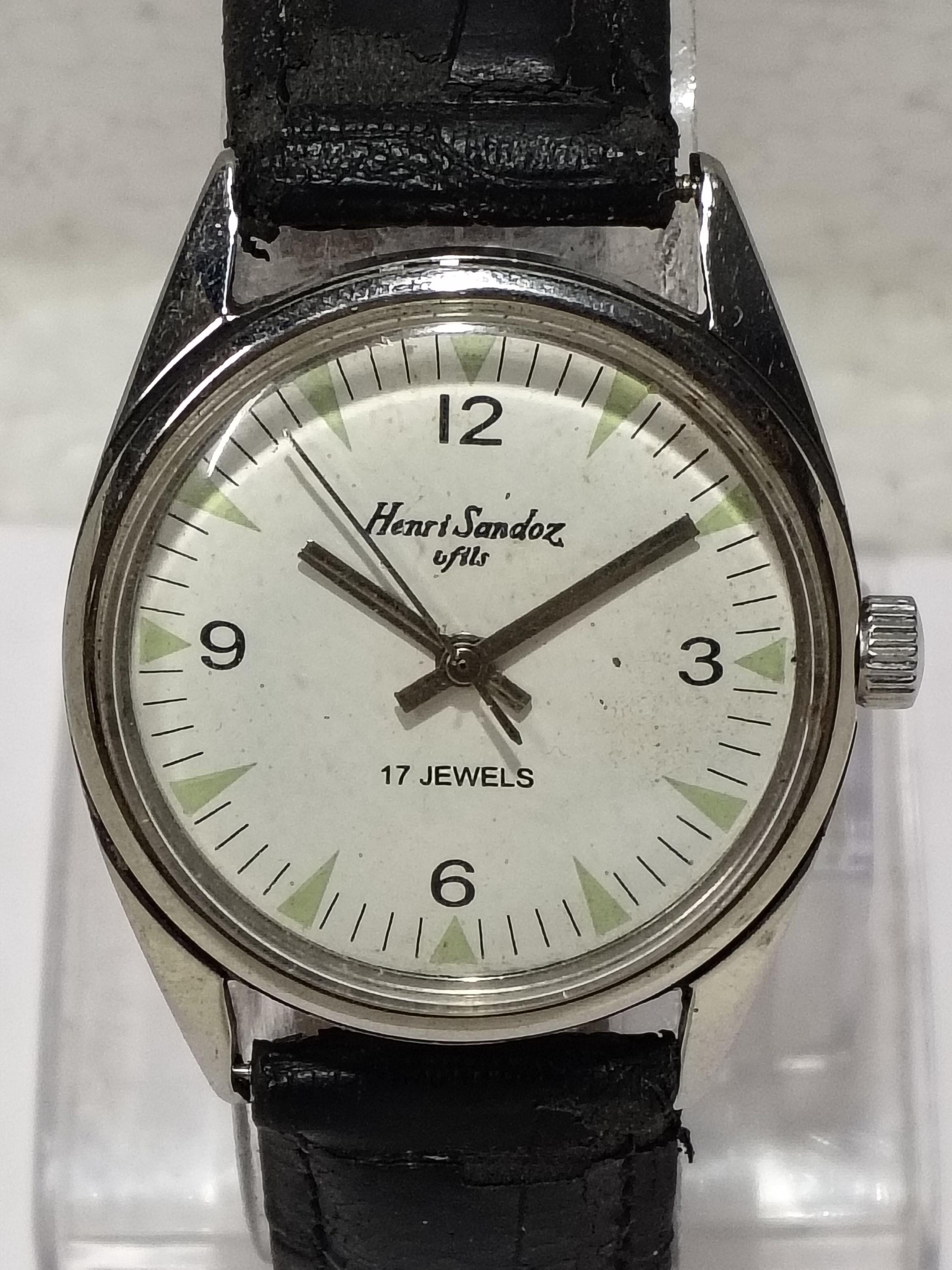 特注品 美品 Henri Sandoz ヘンリー・サンドス SWISS 17石 機械式手 