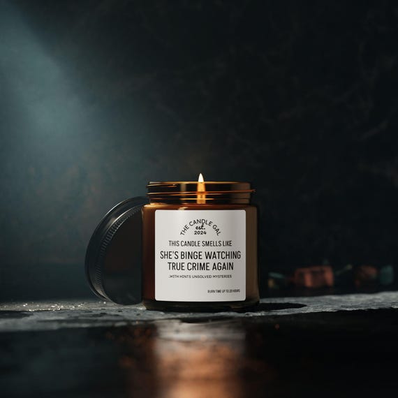 True Crime Binge Watching Candle: Funny Sarcastic Gift | Netflix Girly | Humour | Soy Wax