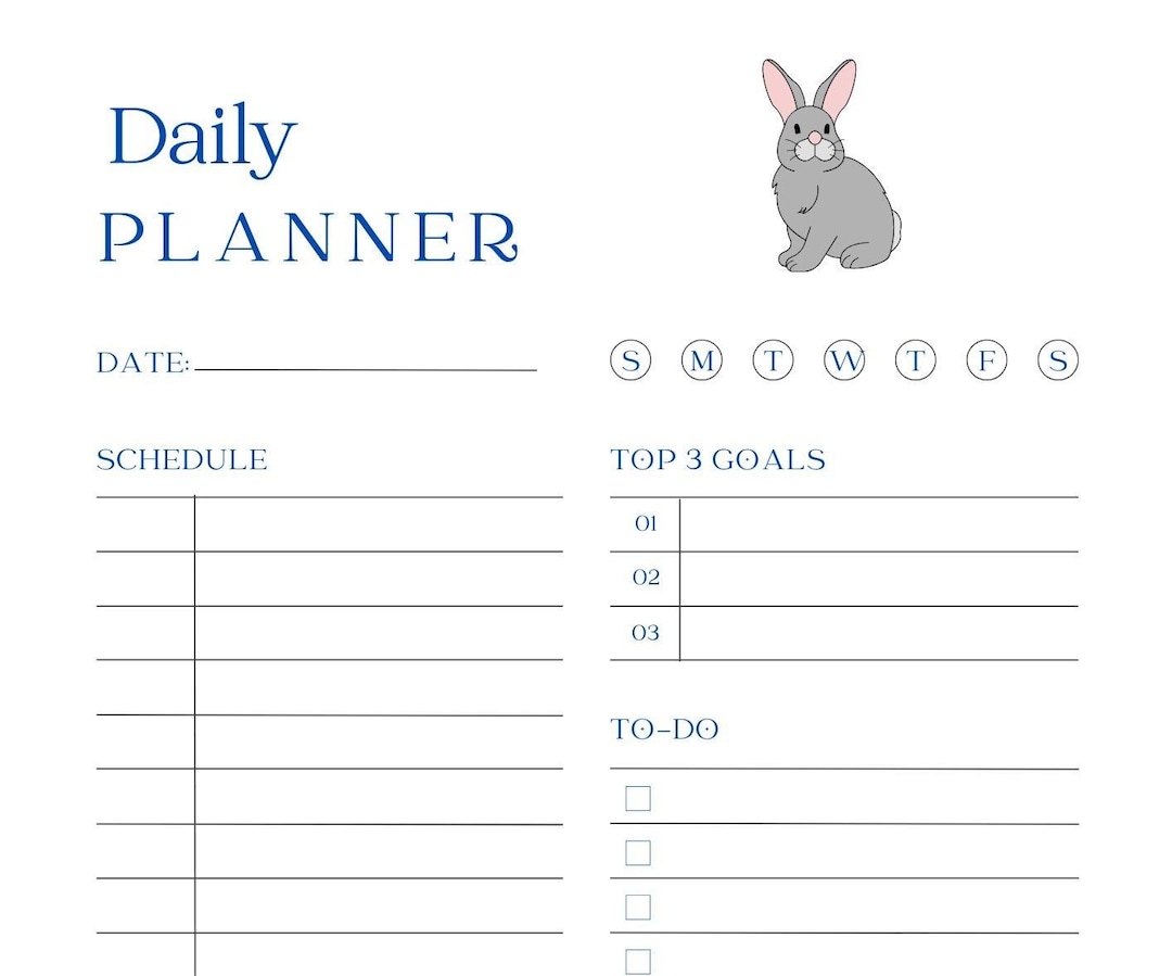 Planner Rabbet Daily Planner Printable | Cute Rabbit Design | to Do List ...