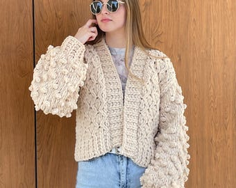 TECREW Women's Fuzzy Popcorn Knit Cardigan - Open Front, Batwing Sleeve, Chunky Sweater (Multiple Sizes) - View #12