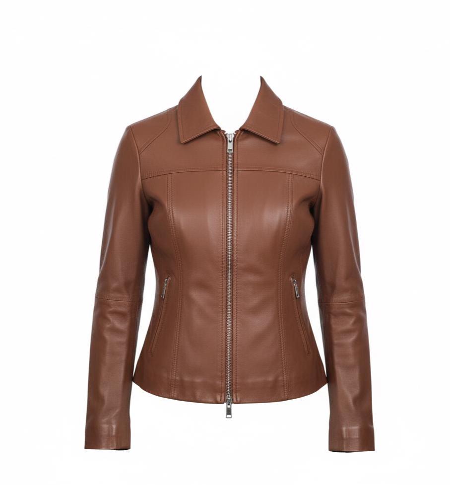 Colette Brown Leather Jacket - Etsy