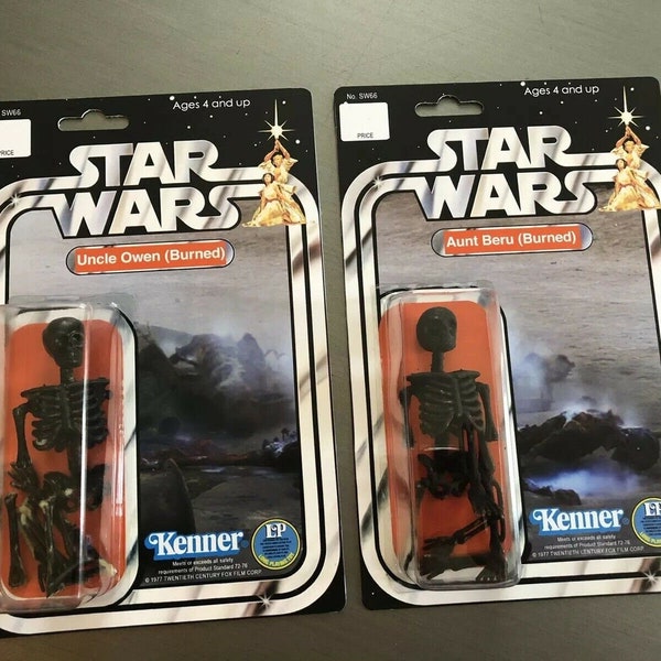 Tante Beru en oom Owen (verbrand) Star Wars aangepaste Bootleg-actiefiguren