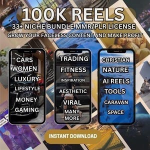 100K+ Viral Reels Mega Bundle: PLR/MRR Instagram, TikTok, YouTube (Instant Download)