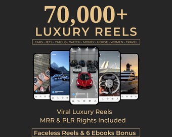 70,000+ Viral Luxury Rich Lifestyle Videos Reels, Cars, Yacht, Plane, Millionaire, TikTok, Instagram, YouTube, Digital Marketing, MRR, PLR