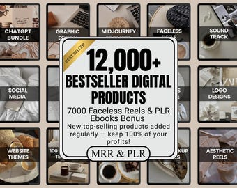 Done For You Digital Products Bundle | 10000+ PLR MRR Products | Master Resell Rights | Passive Income Canva Templates