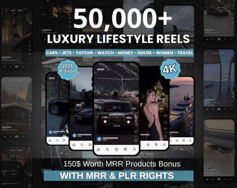 50,000+ Viral Luxury Lifestyle Reels Bundle | Cars Yachts Private Jets Videos | TikTok Instagram YouTube Shorts | PLR MRR