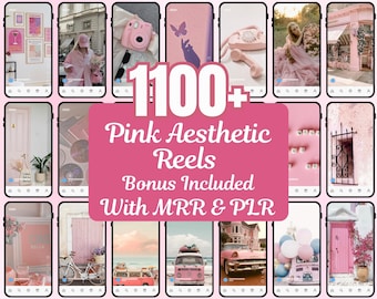 Paquete de más de 1100 Reels estéticos rosados sin rostro / Contenido de Instagram y Pinterest / Derechos de reventa PLR MRR / Editable en Canva