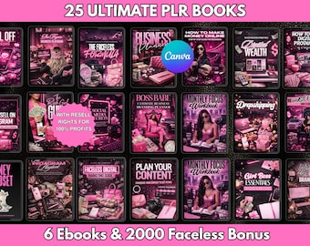 25 Boss Babe PLR eBooks Bundle | Girl Boss Workbooks | Editable Canva Templates | PLR MRR Digital Products