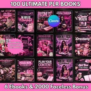 ボスガールPLR電子書籍100冊バンドル | 編集可能なCanvaテンプレート | DFYデジタルマーケティング製品 | リブランド＆再販MRR込み