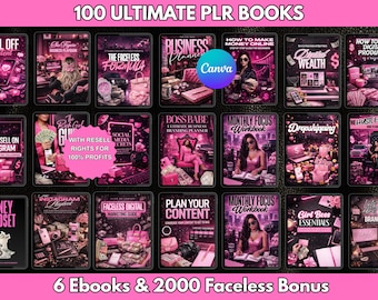 100 Boss Girl PLR eBook Bundle | Editable Canva Templates | DFY Digital Marketing Products | Rebrand & Resell MRR Included