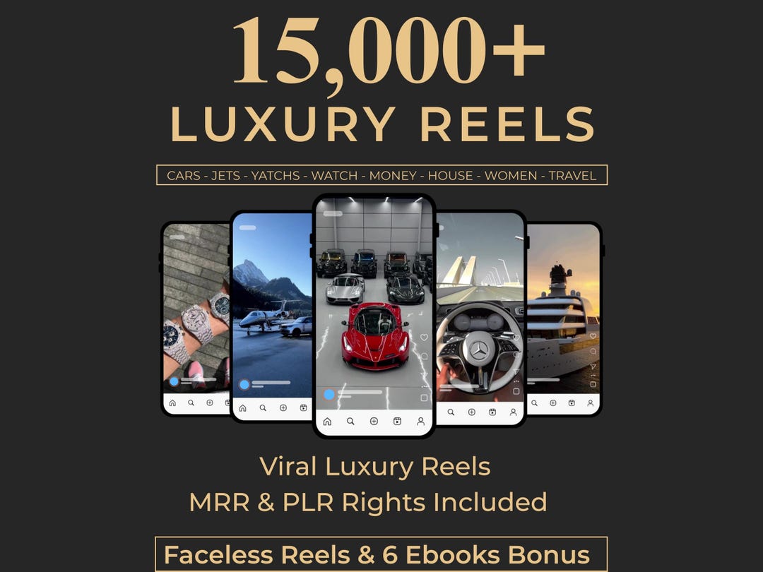 15,000+ Viral Luxury Rich Lifestyle Videos Reels, Cars, Yacht, Plane, Millionaire, TikTok,
