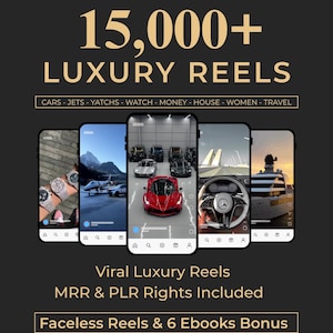 15,000+ Viral Luxury Rich Lifestyle Videos Reels, Cars, Yacht, Plane, Millionaire, TikTok, Instagram, YouTube, Digital Marketing, MRR, PLR