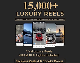 15,000+ Viral Luxury Rich Lifestyle Videos Reels, Cars, Yacht, Plane, Millionaire, TikTok, Instagram, YouTube, Digital Marketing, MRR, PLR