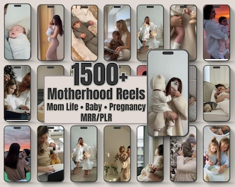 Paquete de más de 1500 vídeos sobre maternidad / Contenido anónimo sobre la vida de mamá + ganchos / Plantillas de Canva / Producto digital PLR y MRR