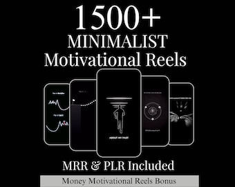 Bundel 1500+ minimalistische motivatiehaspels | Animatievideo-inhoud | MRR/PLR | Digitale download voor rollen, TikTok, shorts